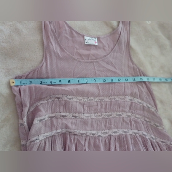 Intimately Free People XS Dusty Purple Voile Lace Polka Dot Trapeze Slip Dress - Picture 8 of 11